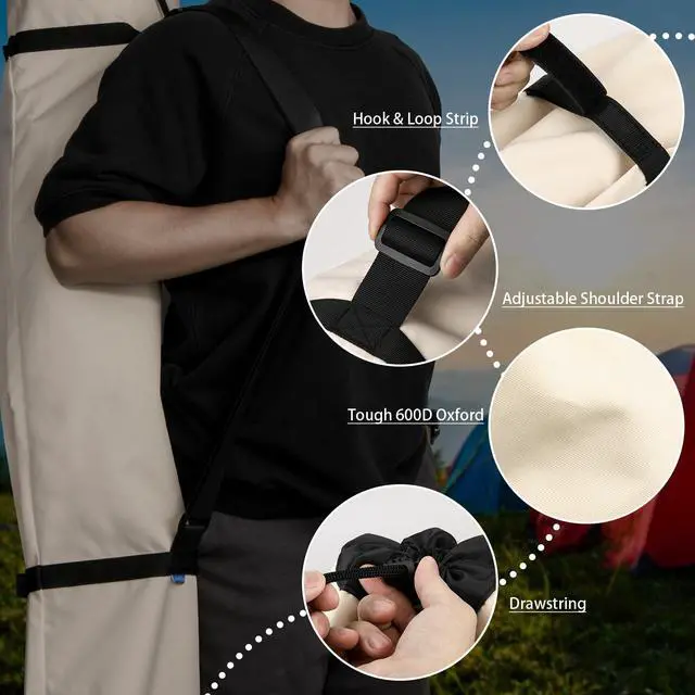 Alt view image 5 of 7 - Camping Chair Replacement Bag 48 Inches Folding Chair Carry Bag with Adjustable Shoulder Strap Nylon Storage Tent Bag Heavy Duty Chair Bag for Travel Camping Sports (Exclude Chair)