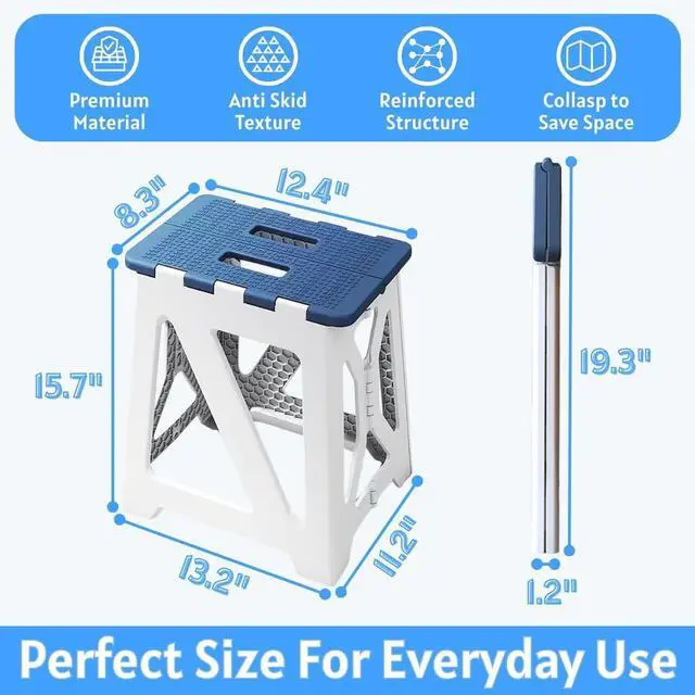 Alt view image 2 of 7 - Folding Shower Stool - Foldable & Anti-Slip Shower Chair for Inside Shower - 330lbs Safety Waterproof Plastic Fold Up Shower Seat - Portable Travel Compact Bath Bench for Elderly, Handicap & Disabled