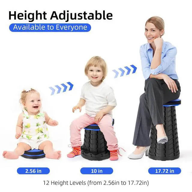 Alt view image 2 of 7 - Collapsible Stool, Folding Chair - Upgraded Portable Chair with 400lbs Load Capacity, Perfect for Camping, Fishing, Hiking - Folding Stool with Carrying Straps, Gifts for Fisherman (Blue)