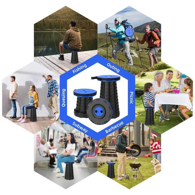 Alt view image 6 of 7 - Collapsible Stool, Folding Chair - Upgraded Portable Chair with 400lbs Load Capacity, Perfect for Camping, Fishing, Hiking - Folding Stool with Carrying Straps, Gifts for Fisherman (Blue)