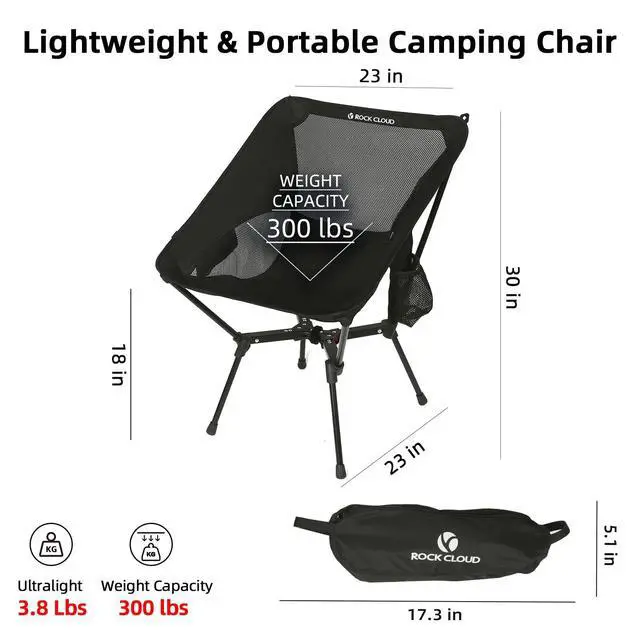 Alt view image 2 of 7 - Portable Camping Chair Lightweight Folding Chairs Outdoor for Camp Hiking Backpacking Lawn Beach Sports