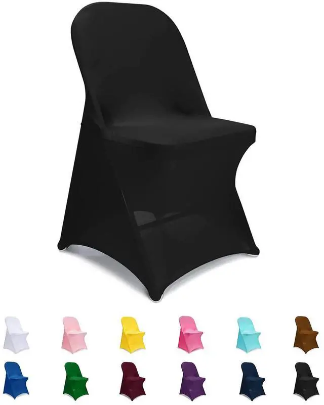 Main image of Spandex Folding Chair Covers, Black Folding Chair Slipcovers 6 PCS, Universal Fitted Chair Slipcovers for Wedding, Party, Banquet, Holidays, Celebration