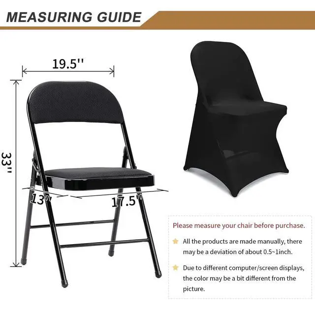 Alt view image 4 of 7 - Spandex Folding Chair Covers, Black Folding Chair Slipcovers 6 PCS, Universal Fitted Chair Slipcovers for Wedding, Party, Banquet, Holidays, Celebration