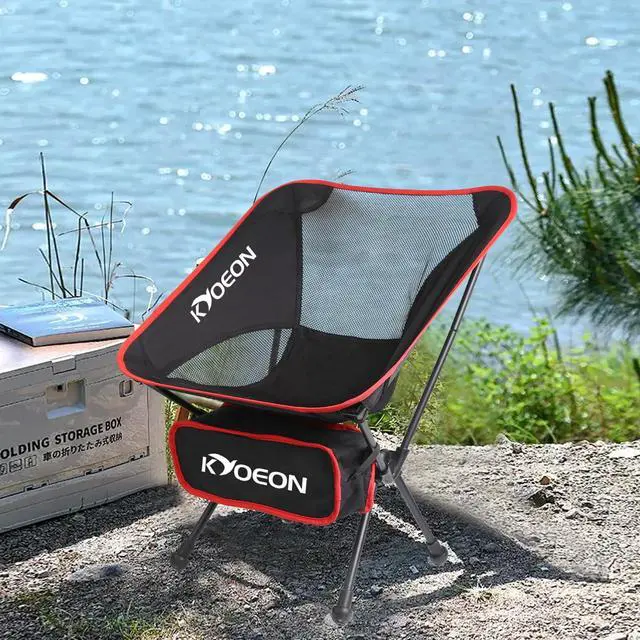 Alt view image 6 of 7 - Portable Camping Chair, Black 1Pack, Ultralight Durable Foldable Chair for Outdoor Camp, Travel, Beach, Picnic, Garden, Sport Sturdy Frame, Comfortable Collapsible Lawn Chair, Supports 330Lbs