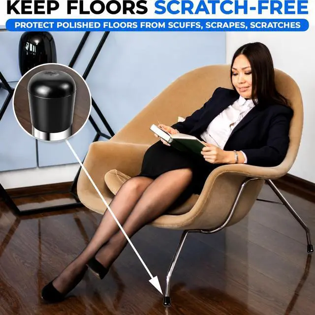 Alt view image 6 of 7 - Metal Folding Chair Leg Caps, 7/8 Inch, Black Chair Caps, 12 Pack