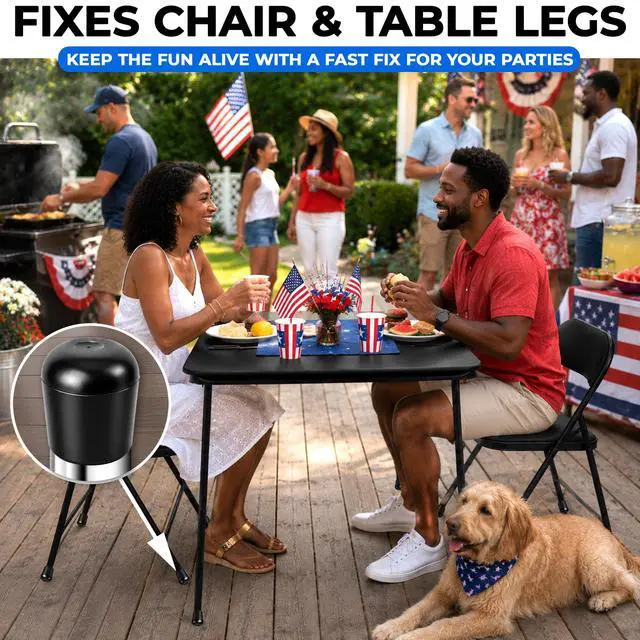 Alt view image 7 of 7 - Metal Folding Chair Leg Caps, 7/8 Inch, Black Chair Caps, 12 Pack