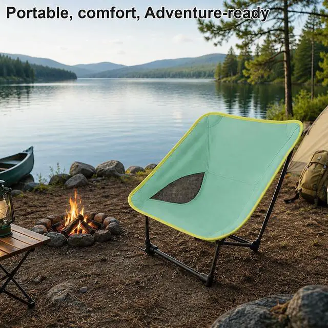 Alt view image 2 of 7 - Portable Camping Chair for Young Adults and Teens, Holds 220 LB, Lightweight & Compact Foldable Camp Chair for Backpacking Travel, Outdoor Folding Chair for Beach, Sports, Fishing, Lawn & Concert