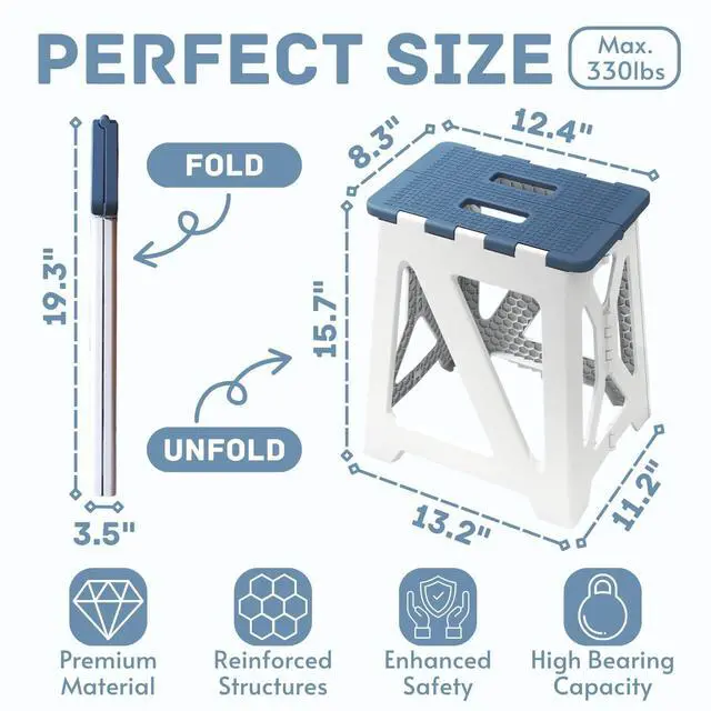 Alt view image 2 of 7 - Folding Shower Chair for Inside Shower | Safety Anti-Slip & Waterproof Foldable Shower Seat 330lbs | Small Portable Travel Shower Stool Bath Seat Bench for Elderly, Disabled & Injured