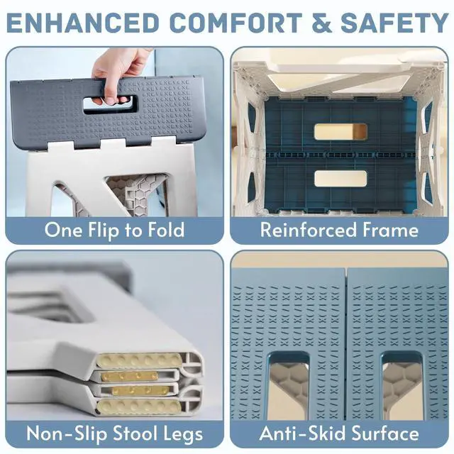 Alt view image 4 of 7 - Folding Shower Chair for Inside Shower | Safety Anti-Slip & Waterproof Foldable Shower Seat 330lbs | Small Portable Travel Shower Stool Bath Seat Bench for Elderly, Disabled & Injured