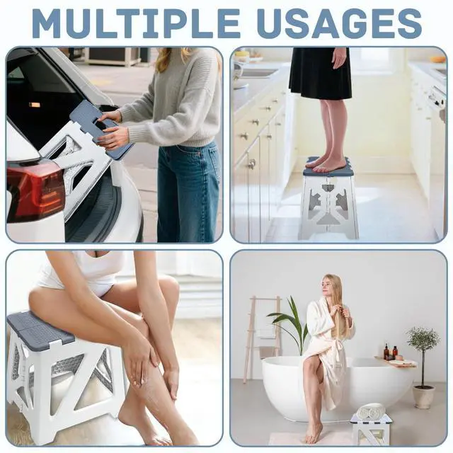 Alt view image 7 of 7 - Folding Shower Chair for Inside Shower | Safety Anti-Slip & Waterproof Foldable Shower Seat 330lbs | Small Portable Travel Shower Stool Bath Seat Bench for Elderly, Disabled & Injured