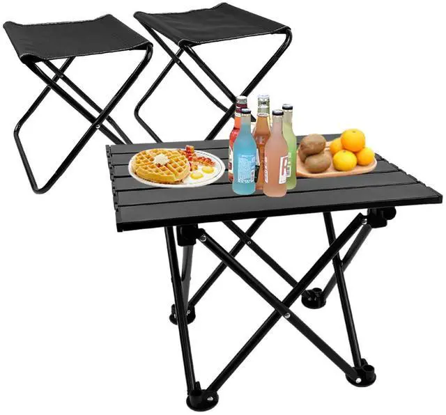 Main image of Folding Camping Table with Chairs Lightweight Picnic Table and 2 Chairs for Beach Hiking Travel Fishing BBQ,Outdoor Sturdy Table and Chairs Set with Storage Bags
