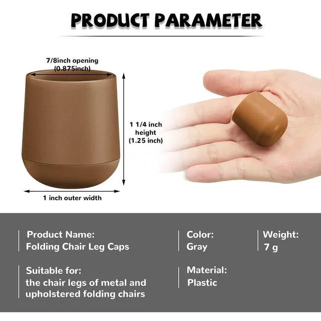 Alt view image 2 of 7 - 36 Pieces 7/8 Inch Folding Chair Leg Caps Heavy-Duty Plastic Chair End Caps Non-Marring Furniture Glides Round Hardwood Floor Protectors (Beige)