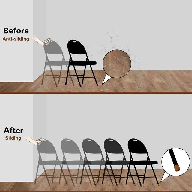 Alt view image 4 of 7 - 36 Pieces 7/8 Inch Folding Chair Leg Caps Heavy-Duty Plastic Chair End Caps Non-Marring Furniture Glides Round Hardwood Floor Protectors (Beige)