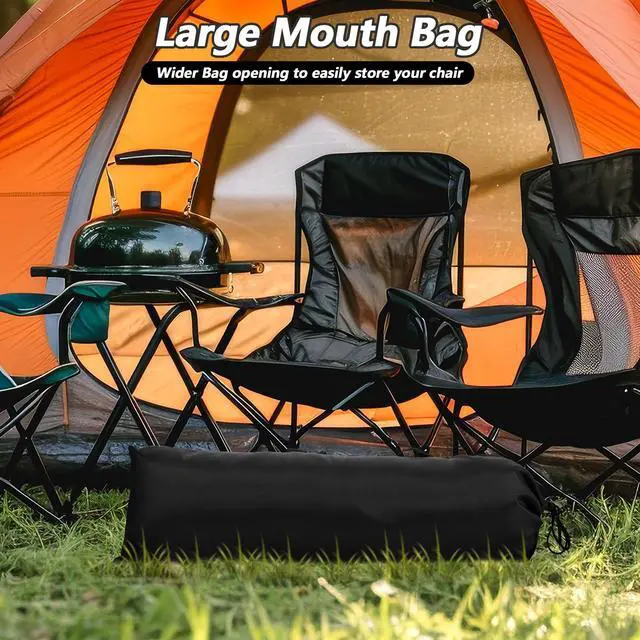 Alt view image 4 of 7 - 2 Pack 43.3×13.7 Inches Heavy Duty Camping Chair Replacement Bag Large Folding Chair Carry Bag with Adjustable Shoulder Strap Oxford Cloth Storage Tent Bag for Outdoor Camping Travel Sports (Black)