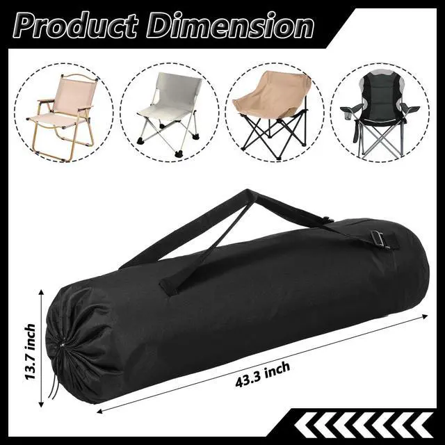 Alt view image 2 of 7 - 2 Pack 43.3×13.7 Inches Heavy Duty Camping Chair Replacement Bag Large Folding Chair Carry Bag with Adjustable Shoulder Strap Oxford Cloth Storage Tent Bag for Outdoor Camping Travel Sports (Black)