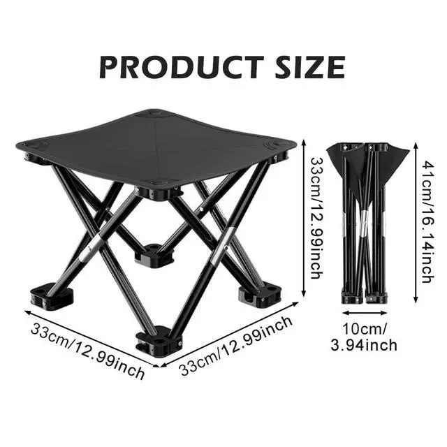 Alt view image 2 of 7 - Portable Folding Camping Stool, Outdoor Camping Lightweight Small Chair for Gardening Fishing BBQ Hiking and Beach, Stool Seat with Carry Bag(Black)
