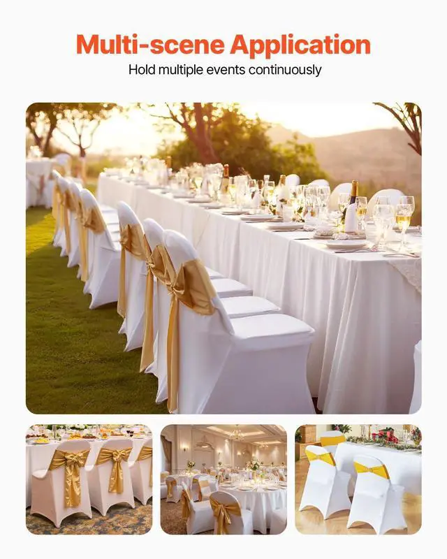 Alt view image 2 of 7 - 12 PCS White Folding Chair Covers, Kitchen Chairs Cover, Universal Washable Slipcovers Protector, Removable Chair Seat Covers, for Wedding Party Dining Room Banquet Event