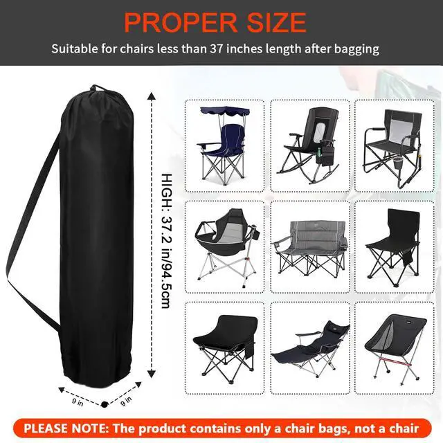 Alt view image 2 of 6 - Large Camping Chair Bags Replacement for Coleman, Camp Folding Chair Bags, Lawn Chair Bag Replacement Outdoors & Sports,37.2 Inches, Black, 2 Pack