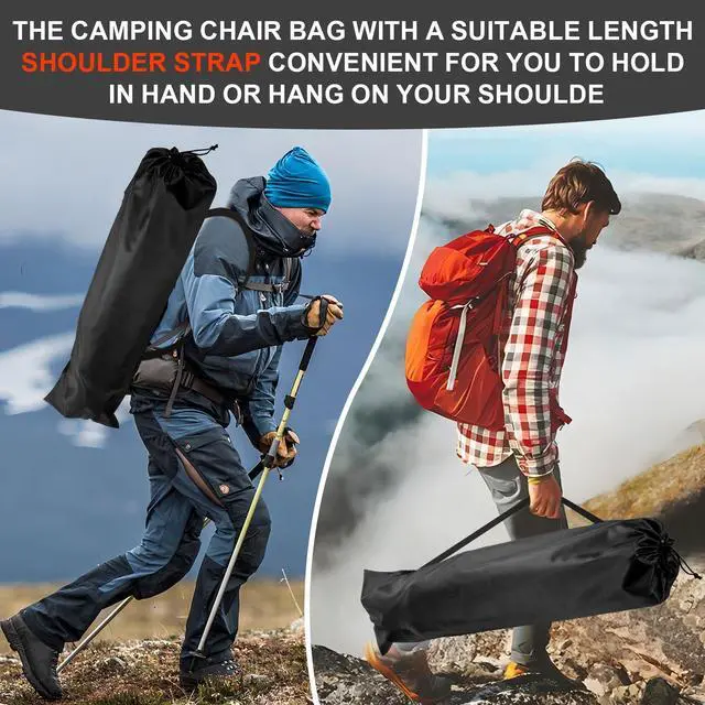 Alt view image 4 of 6 - Large Camping Chair Bags Replacement for Coleman, Camp Folding Chair Bags, Lawn Chair Bag Replacement Outdoors & Sports,37.2 Inches, Black, 2 Pack