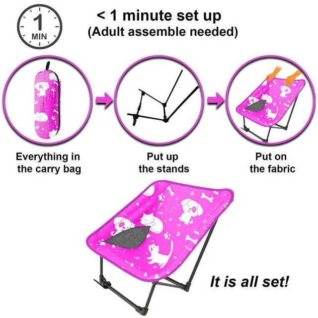 Alt view image 5 of 7 - Youth and Kids Camping Chair | Ultra Lightweight, Foldable and Heavy Duty | Ideal Indoor/Outdoor Kid Chair for Camping, Beach, Sports and Lawn (Pink)