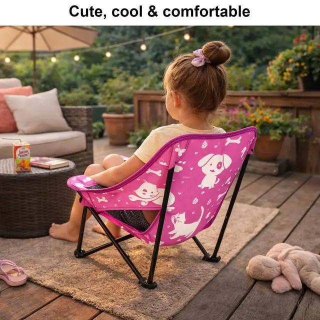 Alt view image 7 of 7 - Youth and Kids Camping Chair | Ultra Lightweight, Foldable and Heavy Duty | Ideal Indoor/Outdoor Kid Chair for Camping, Beach, Sports and Lawn (Pink)