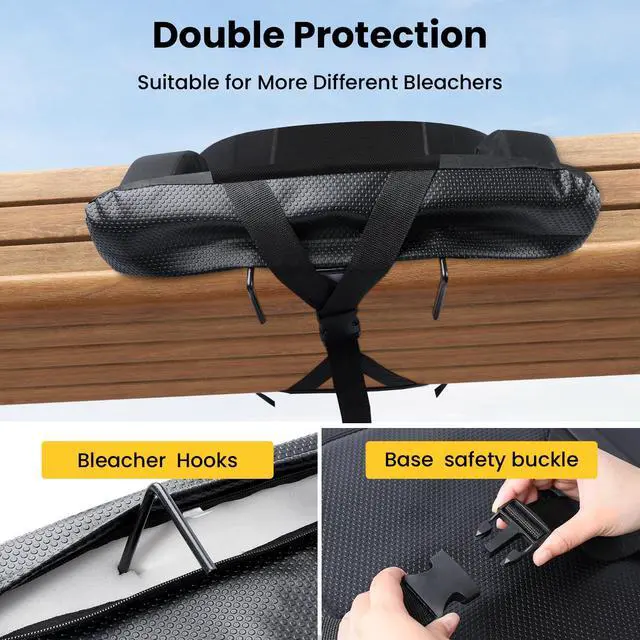 Alt view image 5 of 7 - Stadium Seats with Back Support, 2 Pack 3D Mesh Stitching Bleacher Chairs with Back and Cushion, Portable Folding Stadium Seats with Armrests, 6 Reclining Positions Bleacher Seats for Sports Events