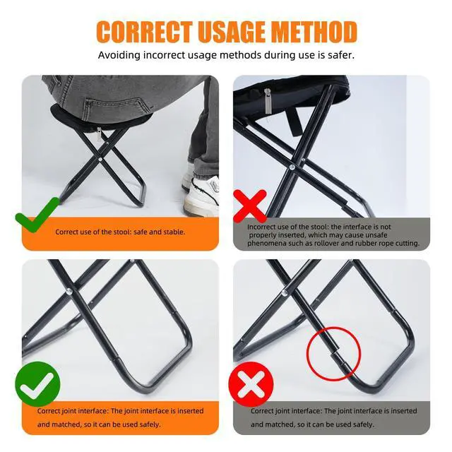 Alt view image 6 of 7 - Camping Stool 10 Inch Portable Folding Stool with Carry Bag Weight Load 220lbs Portable Stool for Camping Fishing Hiking BBQ