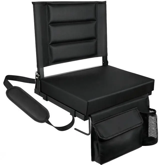 Main image of Stadium Seats with Back Support,Bleacher Chairs with Cushion, Portable Folding Stadium Chair with Removable Cushion and Large Pocket for School Events Sports Game(Black)