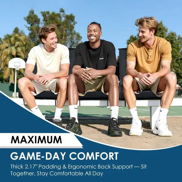 Alt view image 2 of 7 - Stadium Seats with Back Support,Bleacher Chairs with Cushion, Portable Folding Stadium Chair with Removable Cushion and Large Pocket for School Events Sports Game(Black)