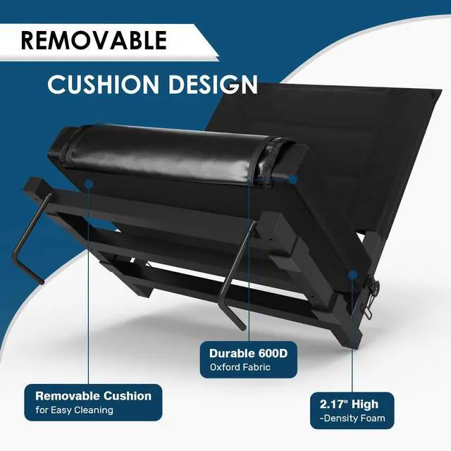Alt view image 4 of 7 - Stadium Seats with Back Support,Bleacher Chairs with Cushion, Portable Folding Stadium Chair with Removable Cushion and Large Pocket for School Events Sports Game(Black)