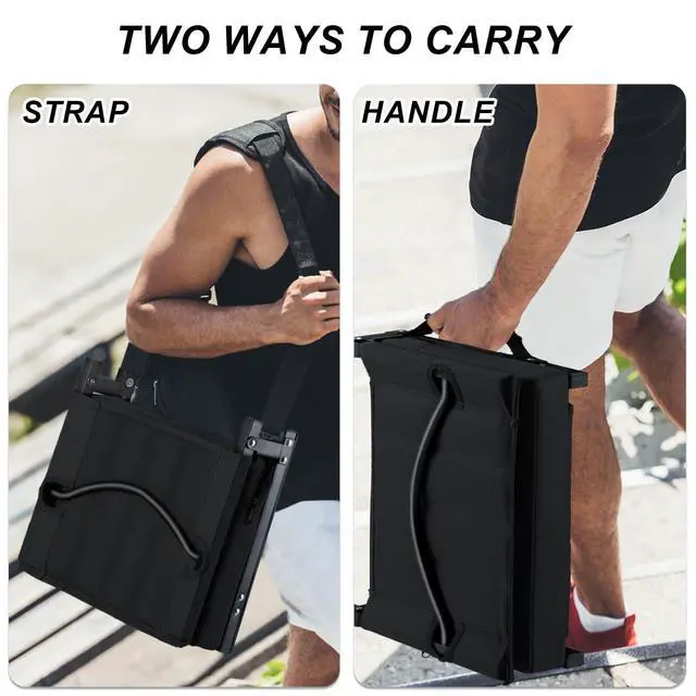 Alt view image 6 of 7 - Stadium Seat for Bleachers with Back Support and Cushion, Bleacher Seats with Shoulder Strap and Cup Holder, Padded Portable Folding Comfort Stadium Chair, for Sports Events, Black (1pcs)