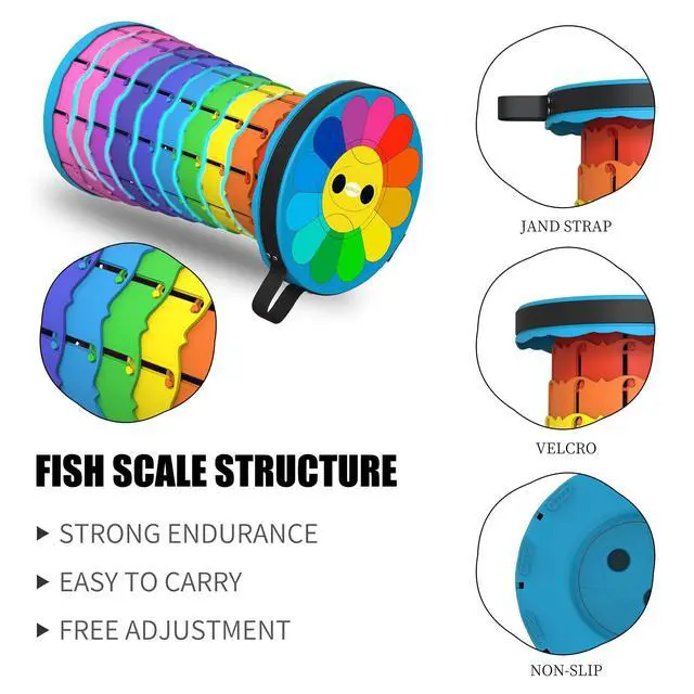 Alt view image 6 of 7 - Upgraded Portable Collapsible Folding Stool with Cushion Retractable Telescoping Stool for Adults Sturdy Capacity 440lbs Camping Stool for Outdoor Hiking Garden BBQ with Bag