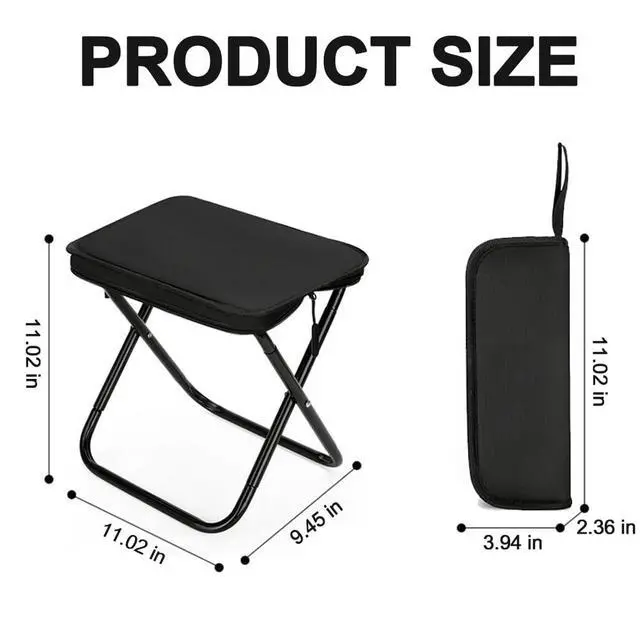 Alt view image 2 of 7 - Folding Camping Stools, Portable Collapsible Fishing Stool, Lightweight Compact Foldable Chair for Outdoor Hiking Travel Picnic (Black)
