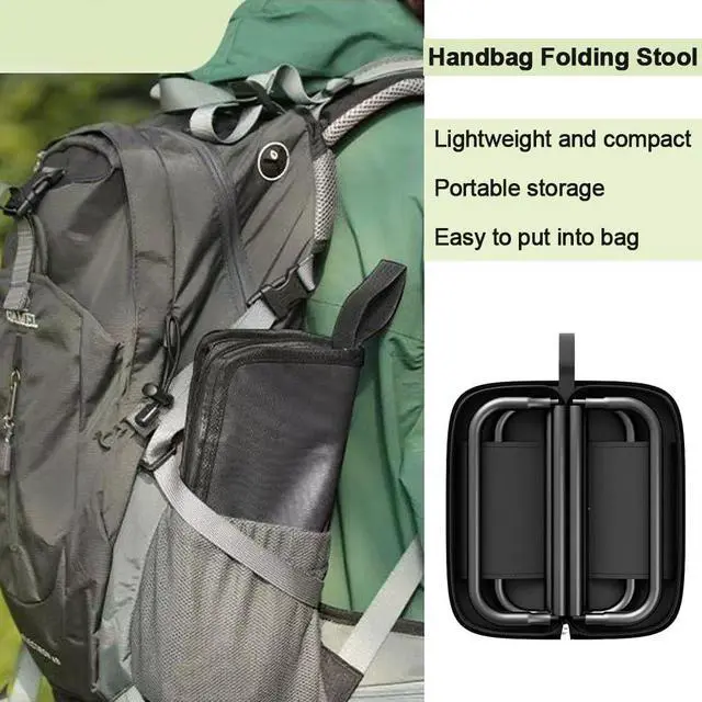 Alt view image 5 of 7 - Folding Camping Stools, Portable Collapsible Fishing Stool, Lightweight Compact Foldable Chair for Outdoor Hiking Travel Picnic (Black)
