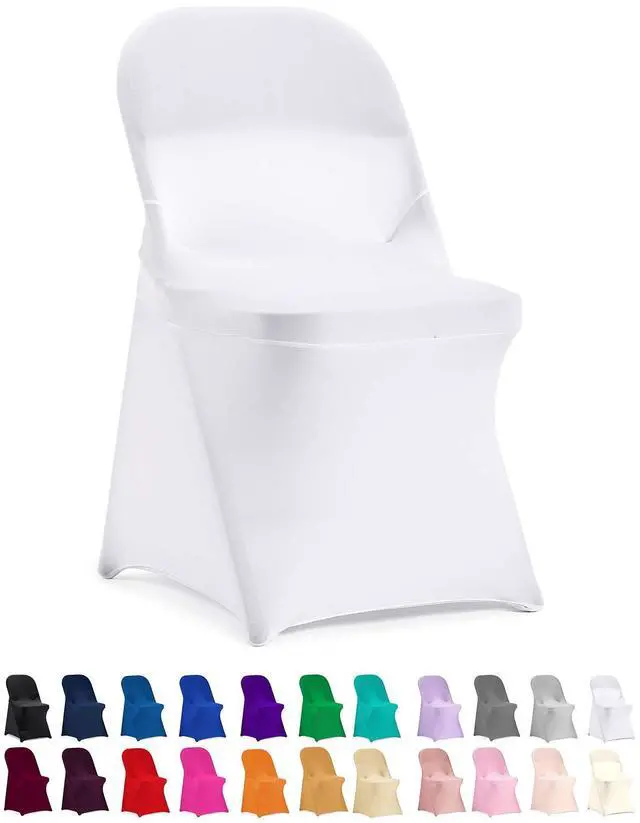 Main image of Stretch Spandex Folding Chair Cover for Wedding Party Dining Banquet Event (White,12pcs)