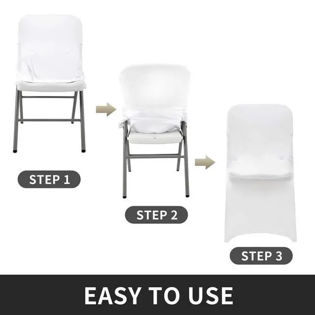 Alt view image 3 of 7 - Stretch Spandex Folding Chair Cover for Wedding Party Dining Banquet Event (White,12pcs)
