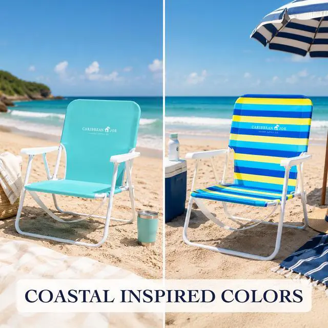 Alt view image 6 of 6 - Folding Beach Chair, 1 Position Lightweight and Portable Foldable Outdoor Camping Accessories with Carry Strap (Bold Stripe, 200lbs Capacity)