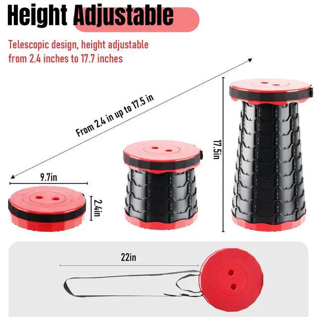 Alt view image 2 of 7 - Upgraded Foldable Stool Thickened Set of 2, Portable Collapsible Stool Retractable Stool, Foldable Portable Collapsible Chair for Fishing, Hiking Tours, BBQ, Parties, Outdoor Activities (Red)