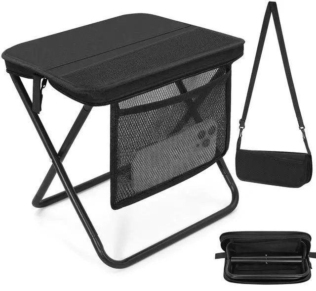 Main image of Portable Folding Camp Stool with Side Pocket, Lightweight Foldable Camping Stool for Adults, Backpacking Travel Fishing Stool Mini Chair, Compact Folding Seat with Storage Bag