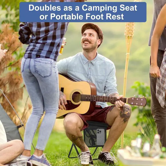 Alt view image 2 of 7 - Portable Folding Camp Stool with Side Pocket, Lightweight Foldable Camping Stool for Adults, Backpacking Travel Fishing Stool Mini Chair, Compact Folding Seat with Storage Bag