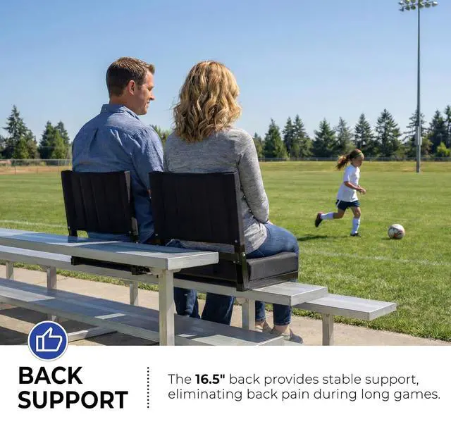 Alt view image 2 of 6 - Stadium Seats with Back Support Bleacher Chairs with Back and Cushion Thick Padded Bleacher Seats Includes Shoulder Strap Black 1pc Standard