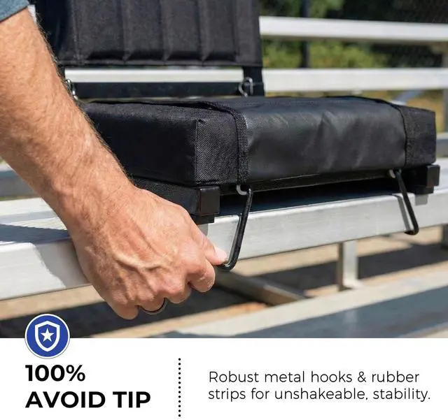 Alt view image 3 of 6 - Stadium Seats with Back Support Bleacher Chairs with Back and Cushion Thick Padded Bleacher Seats Includes Shoulder Strap Black 1pc Standard