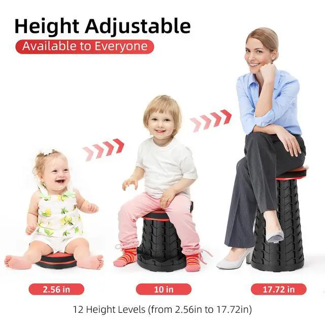 Alt view image 2 of 7 - Collapsible Folding Chair - Upgraded Portable Chair with 400lbs Load Capacity, Perfect for Camping, Fishing, Hiking - Folding Stool with Carrying Straps, Gift for Fisherman (Red)