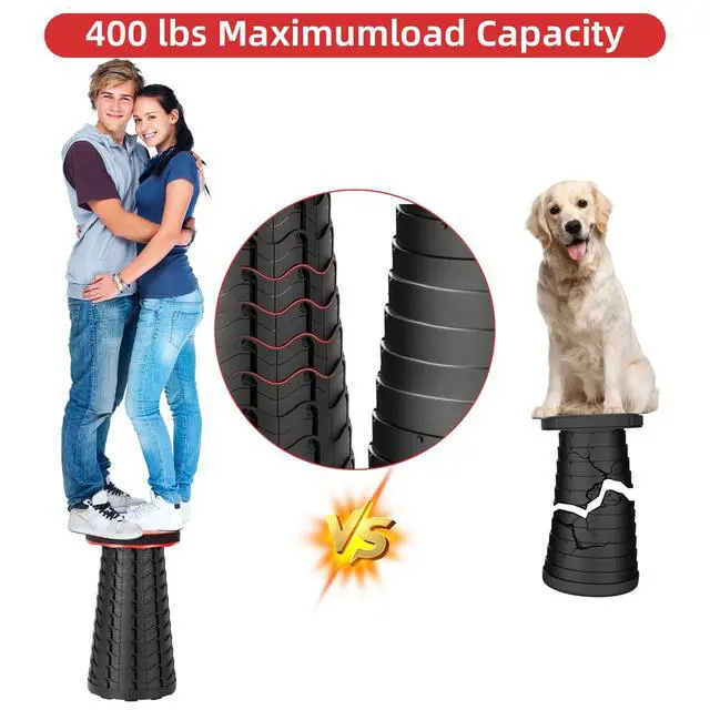 Alt view image 4 of 7 - Collapsible Folding Chair - Upgraded Portable Chair with 400lbs Load Capacity, Perfect for Camping, Fishing, Hiking - Folding Stool with Carrying Straps, Gift for Fisherman (Red)