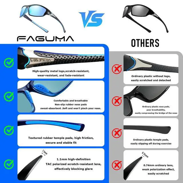 Alt view image 3 of 7 - Sports Polarized Sunglasses For Men Cycling Driving Fishing UV400 Protection