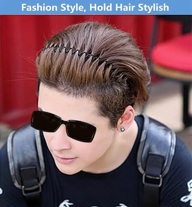 Alt view image 3 of 7 - Metal Hair Band for Men Headband Women Bands Unisex Black Wavy Spring Outdoor Sports Headbands Men's Hoop Clips Accessories Simple Elastic Non Slip Head Headwear