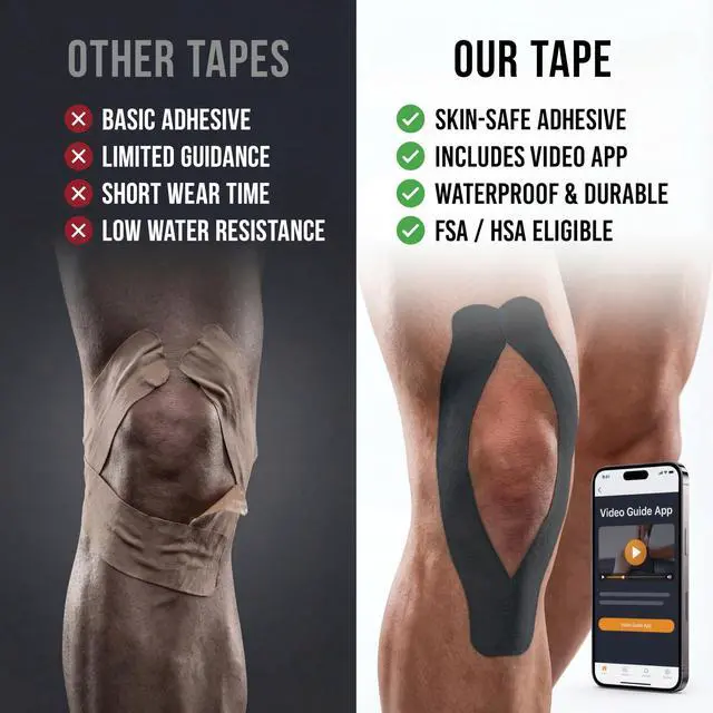 Alt view image 5 of 7 - Kinesiology Tape - Waterproof Athletic Sports Tape for Knee, Shoulder, Arm & Back Support | 3-5 Day Adhesion, Hypoallergenic & Latex-Free + Taping Guide (Uncut, 2inx16.4ft, Mixed Colors A, 3-Roll)