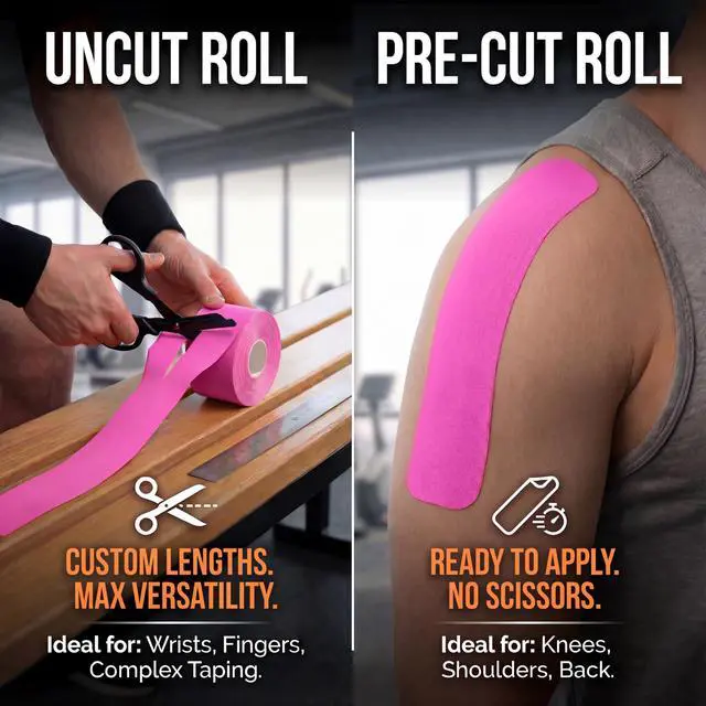 Alt view image 6 of 7 - Kinesiology Tape - Waterproof Athletic Sports Tape for Knee, Shoulder, Arm & Back Support | 3-5 Day Adhesion, Hypoallergenic & Latex-Free + Taping Guide (Uncut, 2inx16.4ft, Mixed Colors A, 3-Roll)