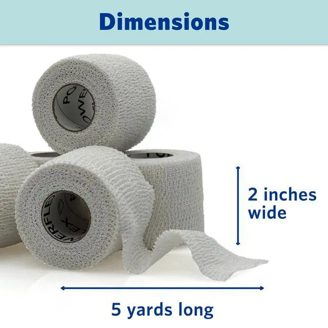 Alt view image 6 of 6 - PowerFlex Self-Adhering Sports Wrap for Injury Prevention & Post-Injury Stability Medical-Grade, Sweat & Water Resistant First Aid Wrap for Athletes - White, 2 inch, 2 Rolls