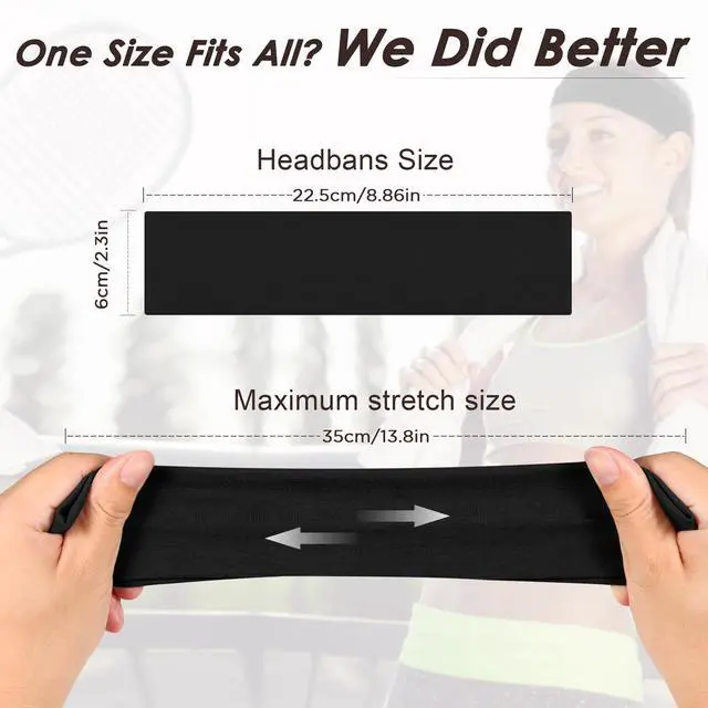 Alt view image 2 of 7 - Headbands for Women, 8pcs Stretchy Non Slip Soft Cotton Cloth Hair Bands for Sports, Workout, Yoga and Running